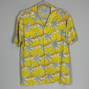 Vintage Tropicana Yellow Palm Tree Hawaiian Aloha Shirt USA S